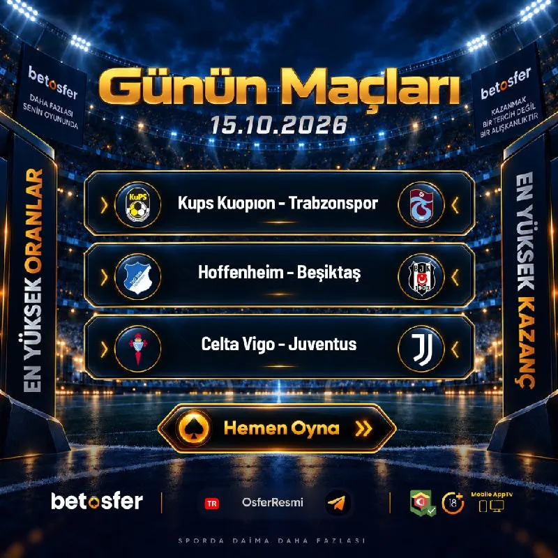 Betosfer Telegram: 🎰🎰🎰🎰🎰🎰🎰🎰🎰🎰 ⚽️ KUPS 🆚 TRABZONSPOR ⚽️ HOFFENHEIM 🆚 BEŞİKTAŞ ⚽️ CELTA VIGO 🆚…