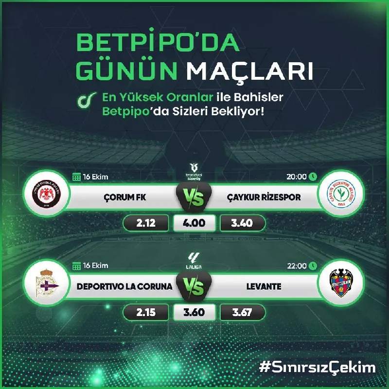 Betpipo Telegram: 📣 BetPipo’da günün maç heyecanı başlıyor! ⚽️ Çorum FK - Çaykur Rizespor ⚽️…
