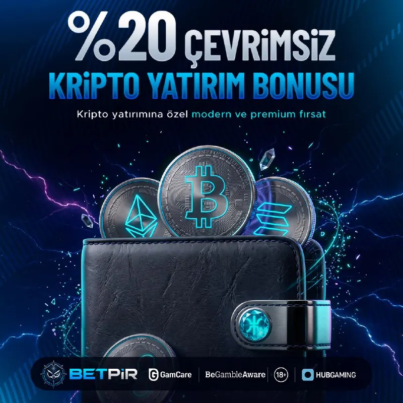 Betpir Telegram: 💰 KRİPTOYA ÖZEL %20 ÇEVRİMSİZ YATIRIM BONUSU! 💰 ⚡️ #Betpir ile kripto…