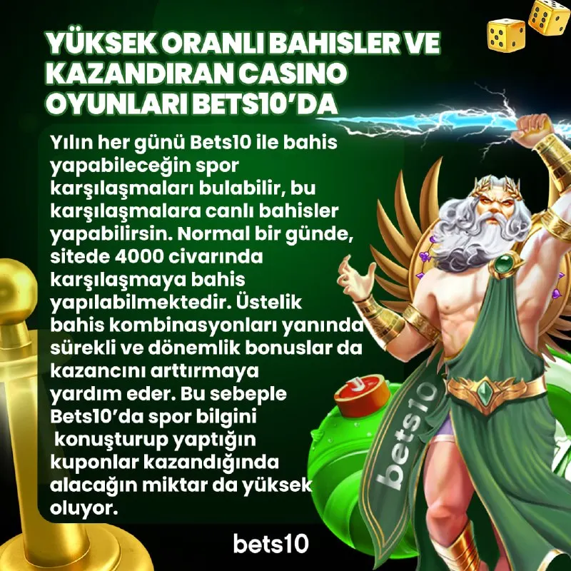 Bets10 Telegram: 🔥 Yılın her günü 4000+ spor karşılaşmasına canlı bahis yap, kombinasyonlarla…