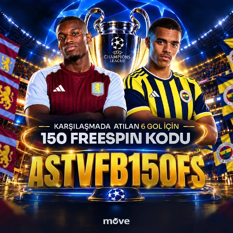 Betsmove Telegram: 🤑🤑🤑'Dan Şampiyonlar Ligine Özel Freespin Etkinliği! 🏴Aston Villa - Fenerbahçe…