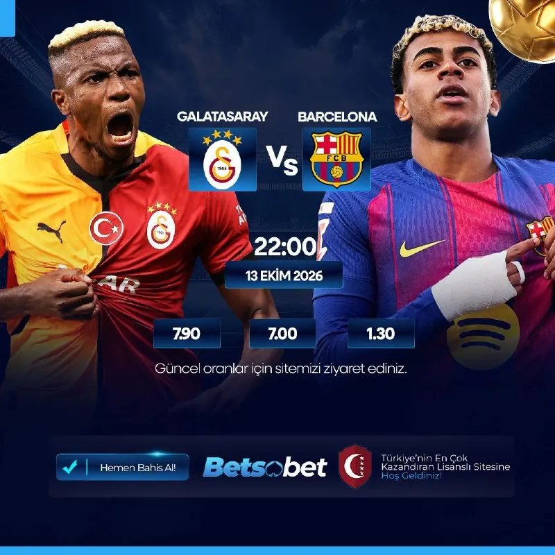 Betsobet Telegram: ⚽️MAÇ HEYECANI BETSOBET'TE YAŞANIR⚽️ ⚡️⚡️⚡️⚡️⚡️⚡️⚡️ 🇹🇷GALATASARAY🆚BARCELONA🇪🇸 ⏰…
