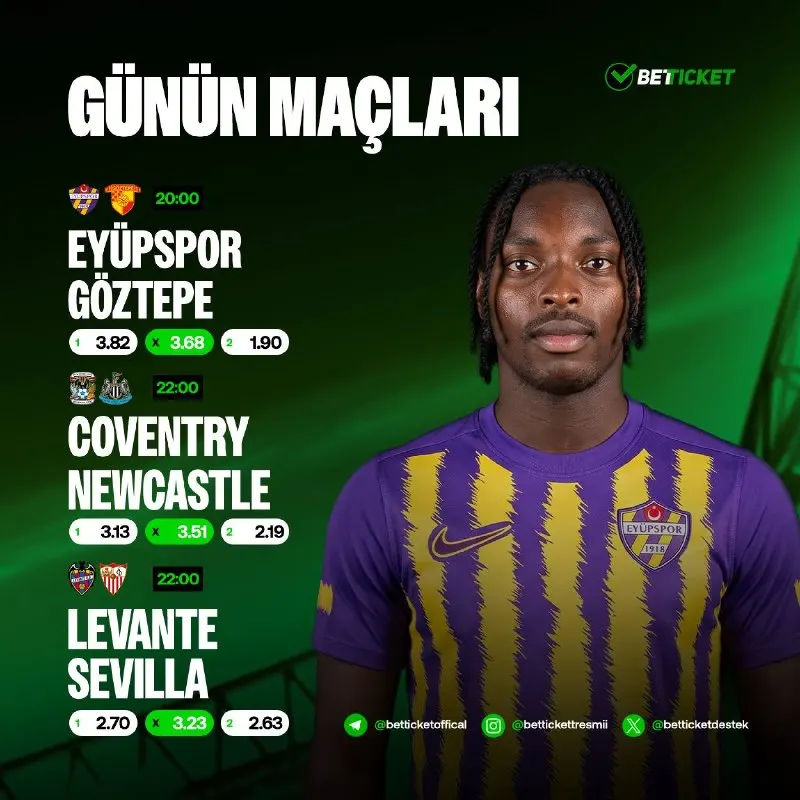 Betticket Telegram: ⚽️ Günün Maçlarında BETTICKET'ın arttırılmış oranlarını gördünüz mü ? 🍀 Bugün…