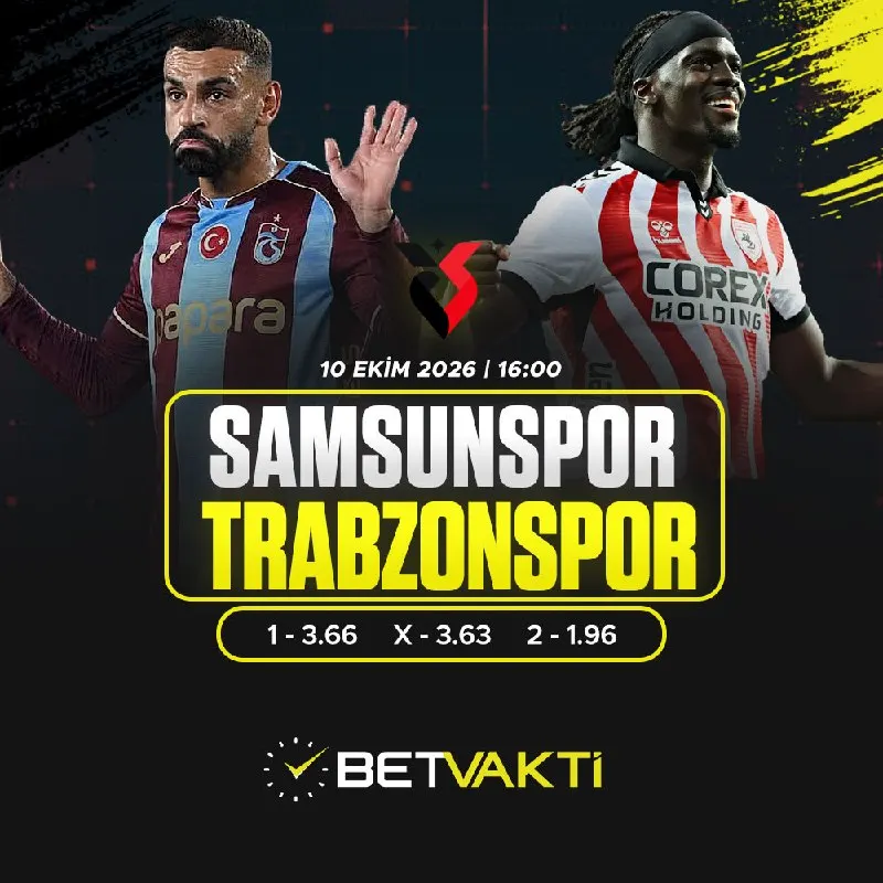 Betvakti Telegram: 🏆 Süper Lig | 7. Hafta ⏰ 16:00 🔴⚪️ Samsunspor 🆚 🔵🔴 Trabzonspor Samsunspor oyunu…