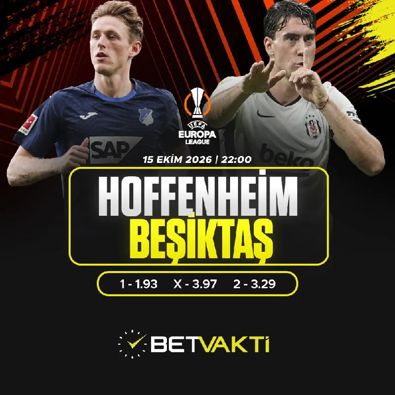 Betvakti Telegram: 🏆 UEFA Avrupa Ligi ⏰ 22:00 🇩🇪 Hoffenheim - ⚫️⚪️ Beşiktaş 🔥 Bu gece mesele…