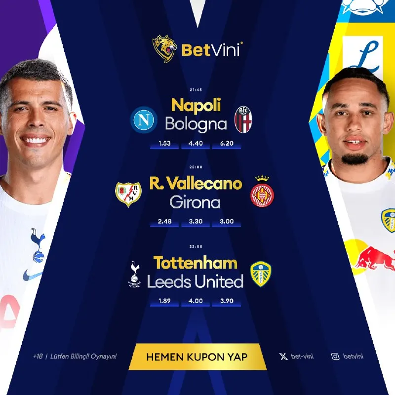 Betvini Telegram: ⚽🔥 Günün dev maçları BetVini’de seni bekliyor! 🎯 Oranları yakala, kuponunu…