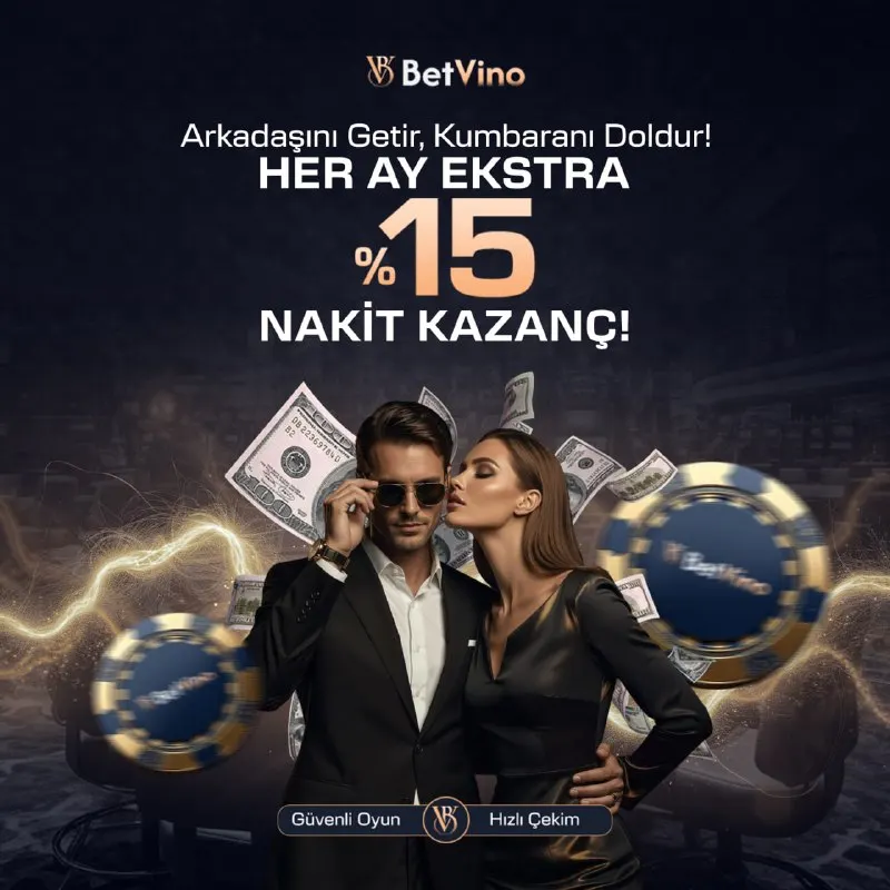 Betvino Telegram: 💸 Birlikte kazanmanın en güzel yolu BetVino’da! 🎁 Her ay ekstra %15 nakit…