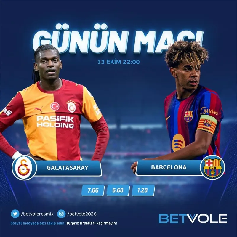 Betvole Telegram: ⚽️ Şampiyonlar Ligi Heyecanı BETVOLE’de Yaşanır ! 🔸 Galatasaray 🆚 Barcelona ⚽️…