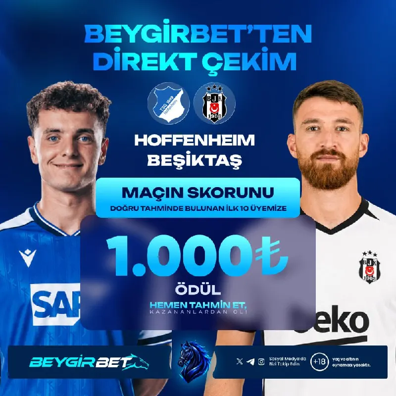 Beygirbet Telegram: 🇪🇺 BEYGİRBET'TEN 1.000₺ ÖDÜLLÜ SKOR TAHMİN ETKİNLİĞİ ! ⚽️1899 HOFFENHEIM…