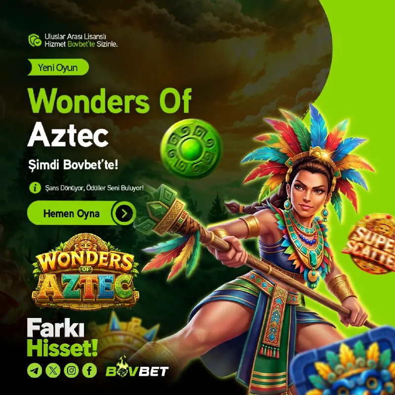 Bovbet Telegram: 🌵🔥 AZTEK DÜNYASININ GİZEMİNE YOLCULUK BAŞLIYOR! Kadim semboller, antik atmosfer…
