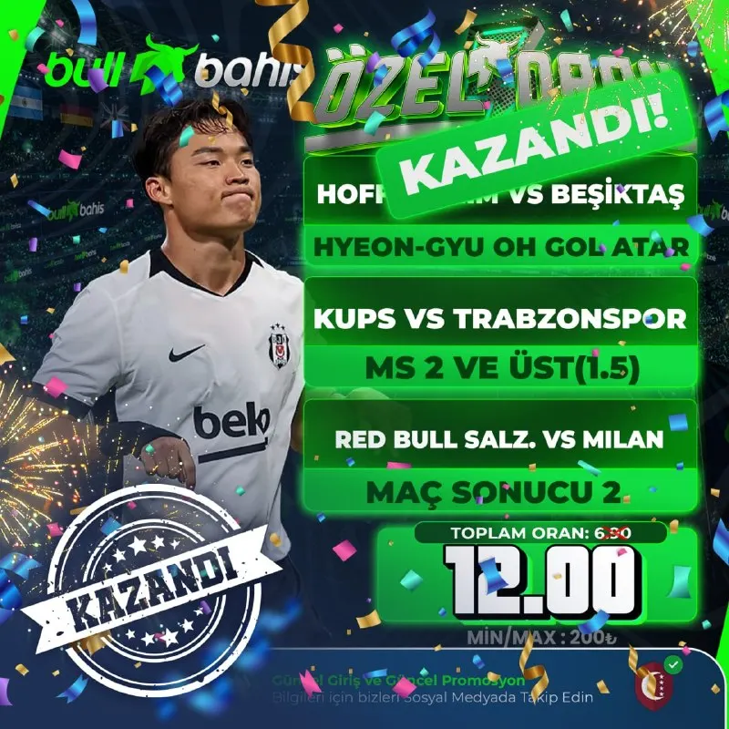 Bullbahis Telegram: 💸 TEBRİKLER! 🔥💸 ÖZEL ORAN KUPONUMUZ TUTTU! 💸🔥 🏆 Bizi takipte kalın, yeni…