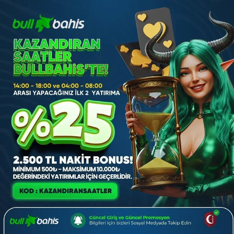 Bullbahis Telegram: ⚡️ŞANSINI DOĞRU ZAMANDA KATLA! ⏰14:00 – 18:00 / 04:00 – 08:00 💸İLK 2 YATIRIMA…