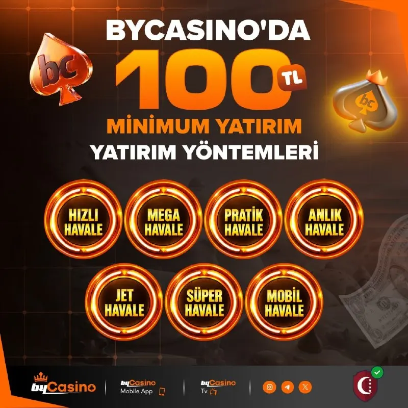 Bycasino Telegram: 🔥YATIRIM TUTARI MİNİMUM : 100 ₺ 🏎 HIZLI HAVALE : Min 100 ₺ 🌟MEGA HAVALE : Min…