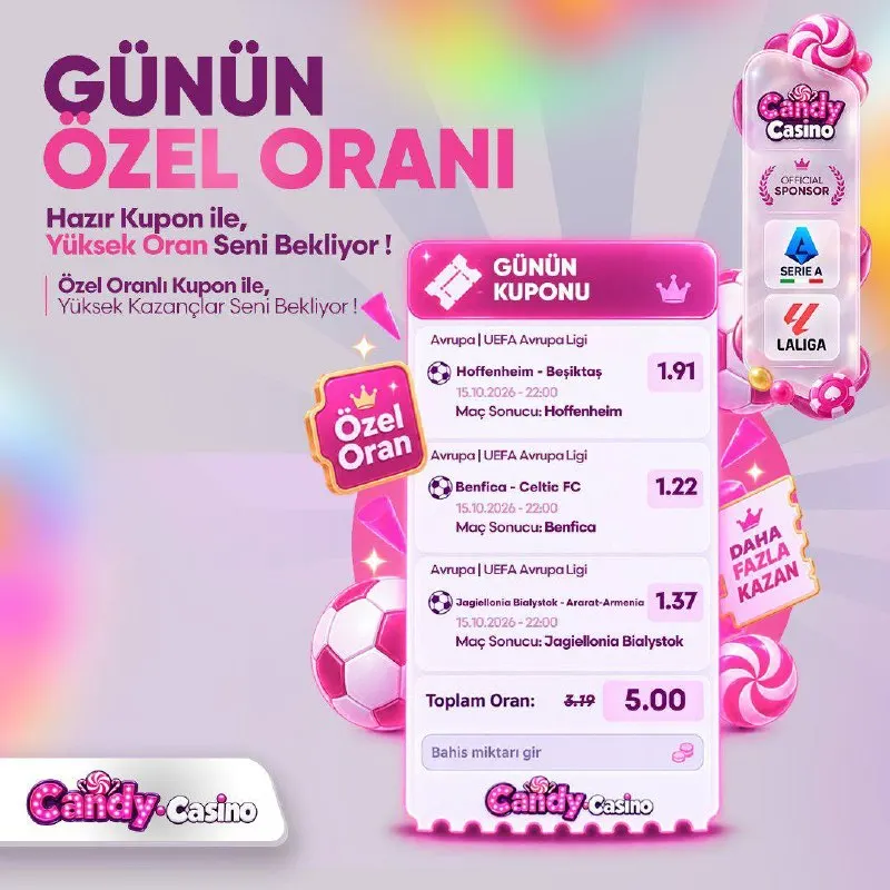 Candy Casino Telegram: ⚡️ CANDYCASİNO İLE ÖZEL ORAN SENİNLE! ▶️ Hoffenheim - Beşiktaş ▶️ Benfica…