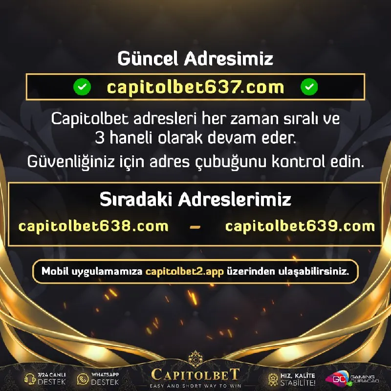 Capitolbet Telegram: ⚠️ Hesabınızı Güvende Tutun ⚠️ ⁉️ Güncel Giriş İçin Tıklayınız ⁉️