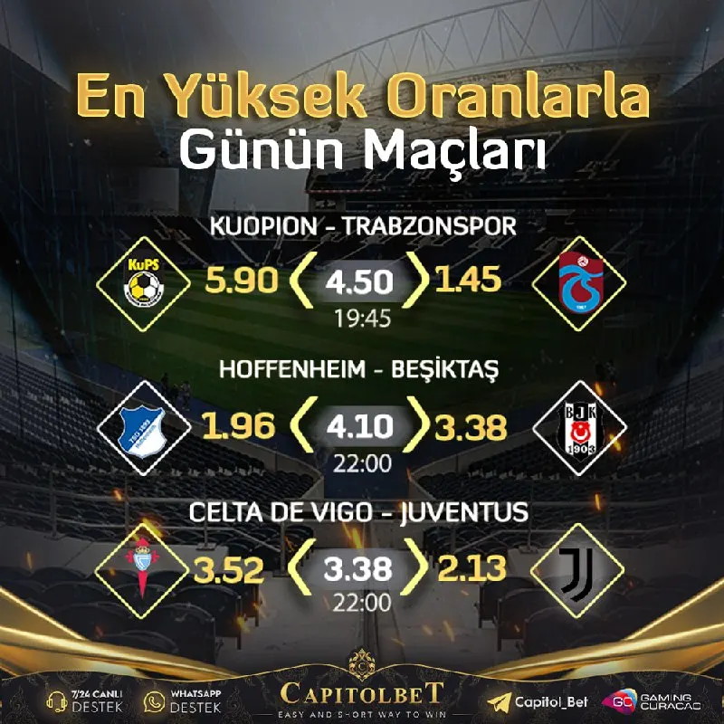 Capitolbet Telegram: ⬆️ #CapitolBet 'te Günün En Heyecanlı Karşılaşmaları ⬇️ 🕒 19:45 - Kuopion ⚔️…