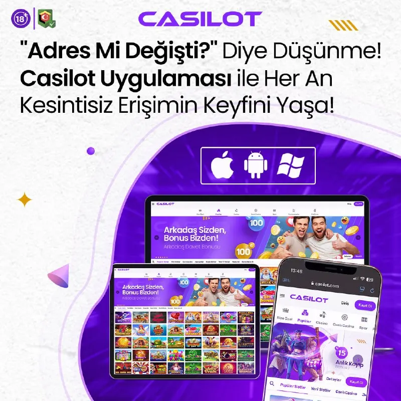 Casilot Telegram: 💬 "Adres mi değişti?" diye düşünme! 📱 Casilot Mobil Uygulamasını dilediğin…