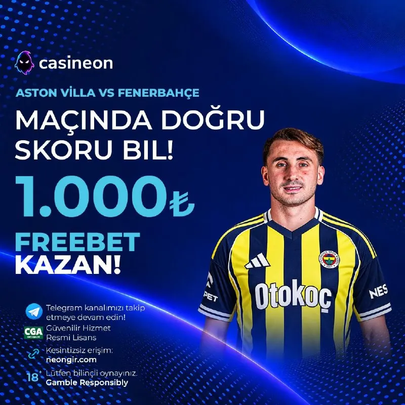 Casineon Telegram: ⚡️SKORU BİL, 1.000₺ FREEBET’İ KAP! ⚽️ Aston Villa 🆚 Fenerbahçe maçının doğru…