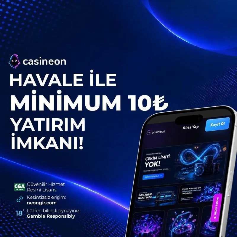 Casineon Telegram: 💸 HAVALE İLE SADECE 10₺’DEN BAŞLA! ⚡ Casineon’da havale yöntemiyle minimum 10₺…
