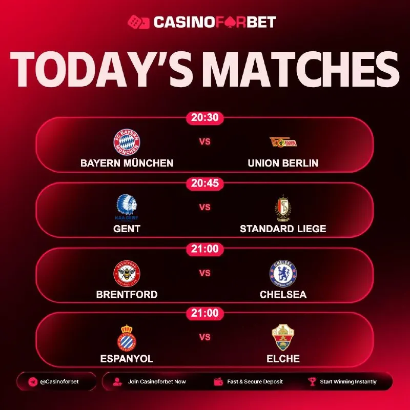 Casinoforbet Telegram: ⚽️ Matches of the Day on Casinoforbet! 🗓 18.09.2026 ⏰ 20:30 | B. MÜNCHEN 🎲…