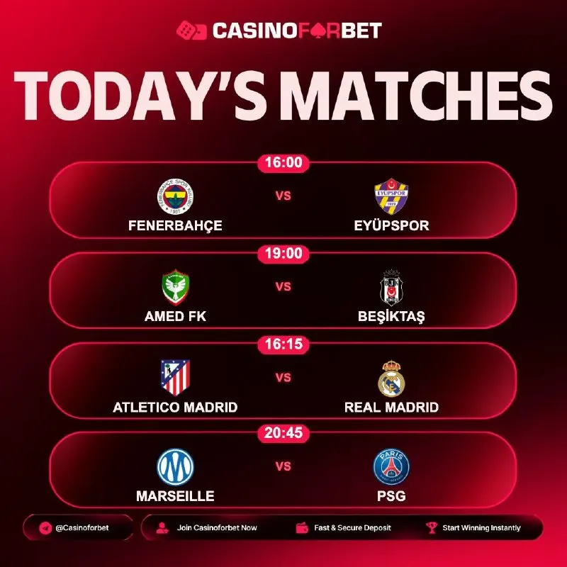 Casinoforbet Telegram: ⚽️ Matches of the Day on Casinoforbet! 🗓 20.09.2026 ⏰ 16:00 | FENERBAHÇE 🎲…
