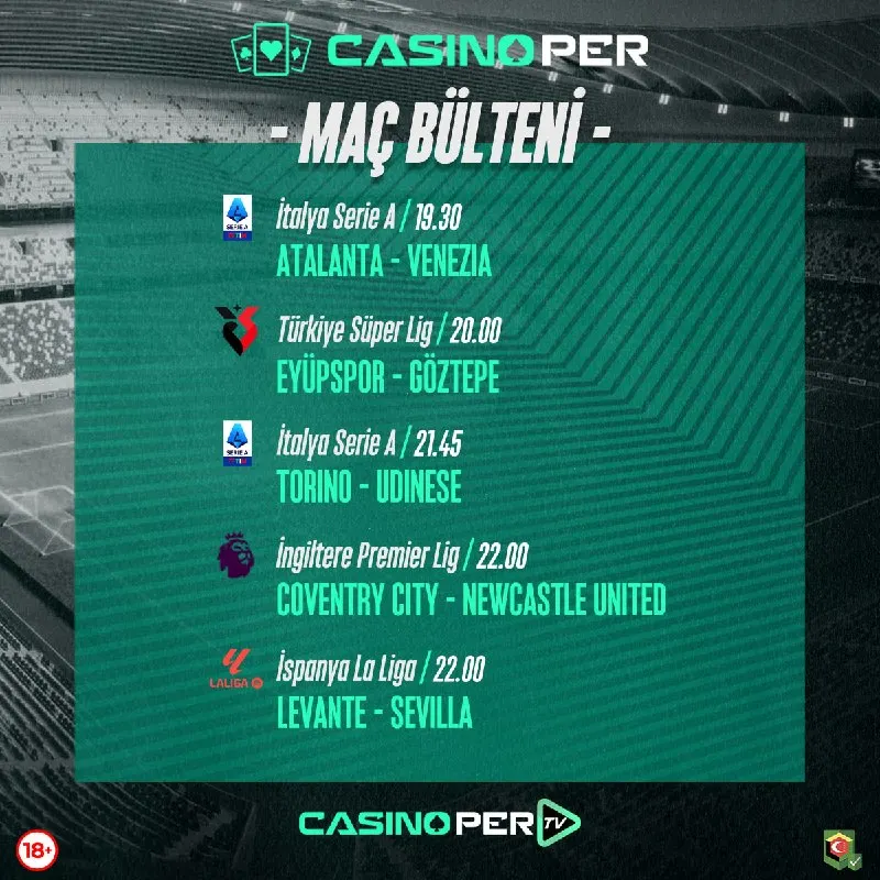 Casinoper Telegram: ⚽ Günün en çok bahis alınan karşılaşmaları CasinoPer bülteninde! 🟢Atalanta ➖…