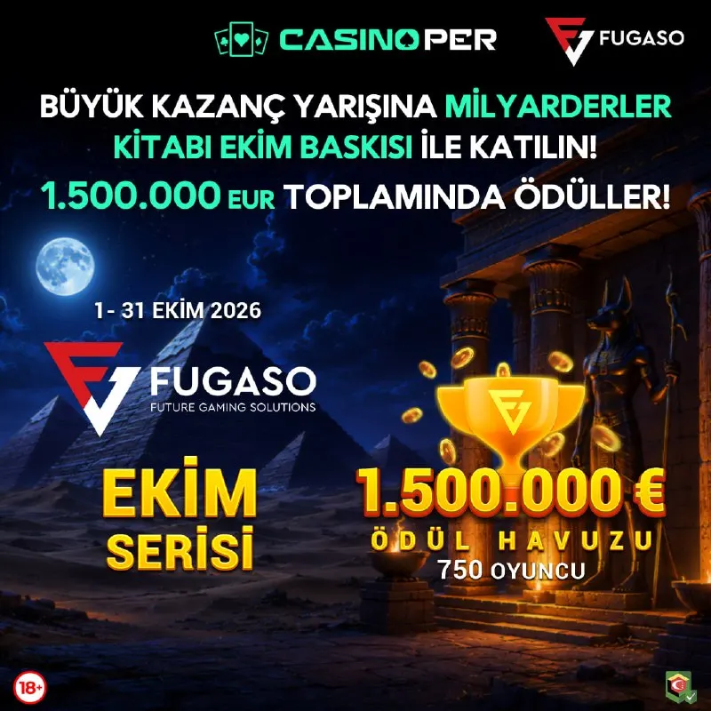 Casinoper Telegram: 🎰 1.500.000 EUR ödüllü Fugaso Ekim Serisi CasinoPer'de devam ediyor! 🎰 Seçili…