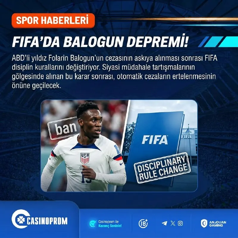 Casinoprom Telegram: 💎 #Casinoprom Spor Gündemi 💎 📢 "FIFA'DA BALOGUN DEPREMİ: ABD'li yıldız Folarin…