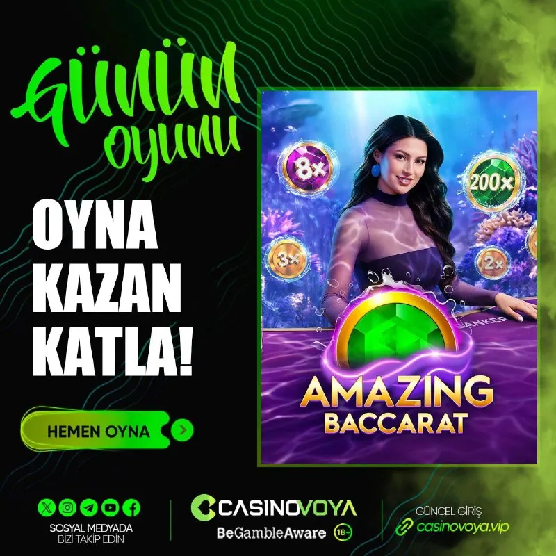 CasinoVoya Telegram: 🔥 GÜNÜN OYUNU İLE KAZANCINI KATLAMA ZAMANI! Casinovoya masalarında heyecan…