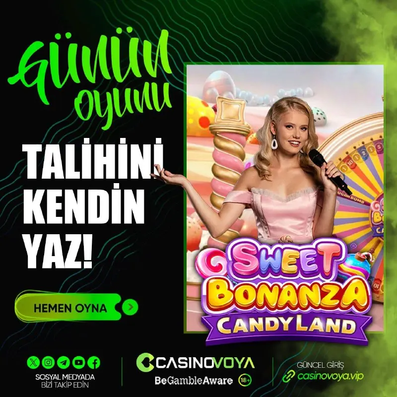CasinoVoya Telegram: 🍬 GÜNÜN OYUNU: SWEET BONANZA CANDYLAND! 🍭 Şansını başkasının yazmasını bekleme…