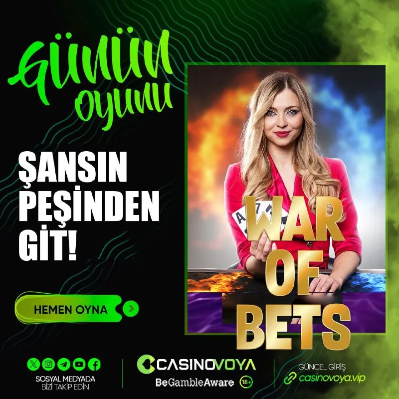 CasinoVoya Telegram: 🃏 ŞANSIN PEŞİNDEN GİT, SAVAŞI KAZANAN SEN OL! Kartların savaşı başladı! ⚔️…