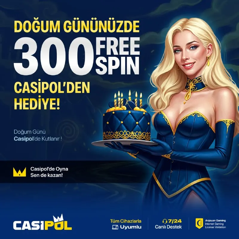 Casipol Telegram: 👑👑👑👑👑 🎂 DOĞUM GÜNÜNDE SPIN YAĞMURU 🎂 🎈 Doğum günün Casipol’de kutlanıyor! 300…
