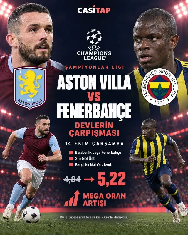 Casitap Telegram: GÖZÜNÜ KIRPMA! 🔥 Aston Villa vs Fenerbahçe Fenerbahçe bu zorlu Avrupa sınavında…