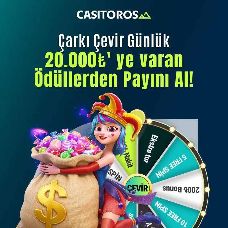 Casitoros Telegram: 🎡 Şans Çarkını Denedin mi? Her gün 4 kez çark çevirme hakkın var ve her dönüşte…