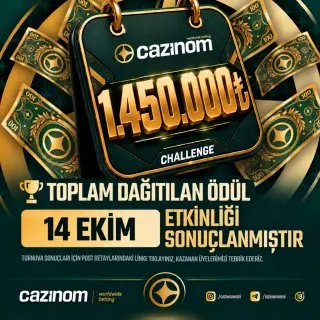 Cazinom Telegram: 🏆 CAZINOM CHALLENGE TAMAMLANDI! 💰 Toplam dağıtılan ödül: ₺1.450.000 🔥 SIRADAKİ…