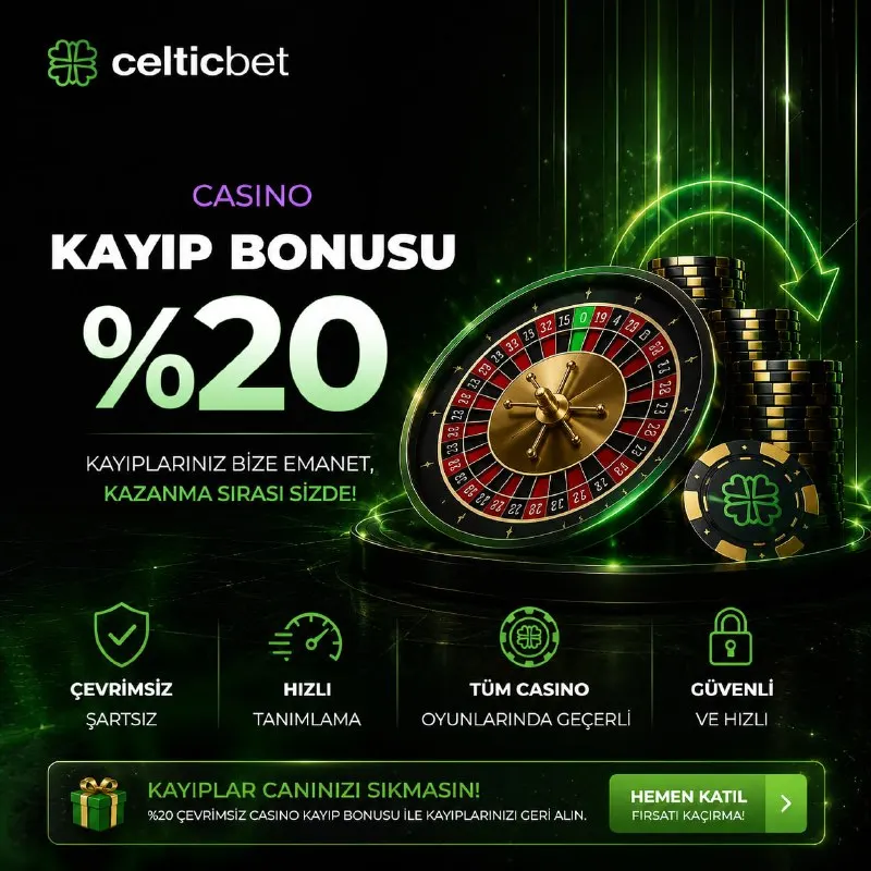 Celticbet Telegram: 🎰 %20 ÇEVRİMSİZ CASİNO KAYIP BONUSU CELTİCBET'TE! 🍀 💸 Casino kayıplarınızı…