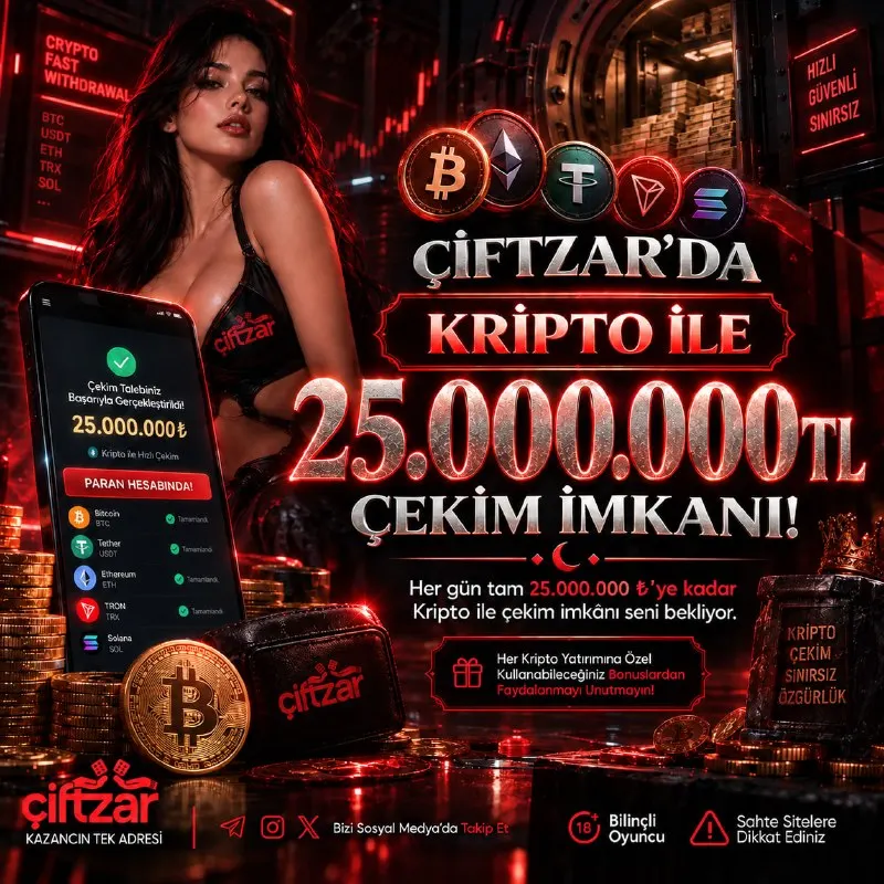 Çiftzar Telegram: 🍋Çiftzar'da VIP çekim imkanı! 💲 Her gün tam 25.000.000 ₺’ye kadar Kripto ile…
