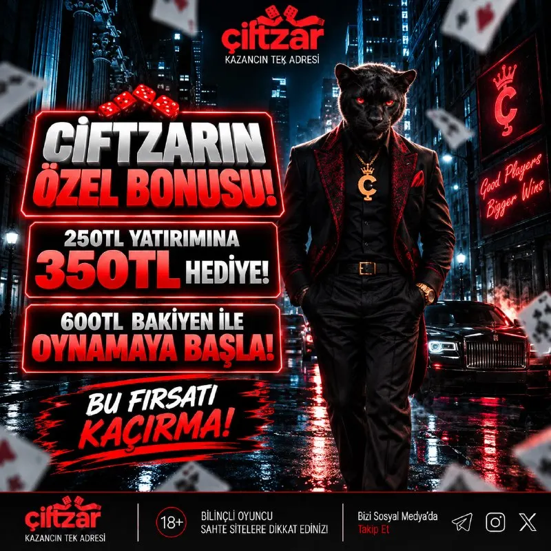 Çiftzar Telegram: 🟥🟥🟥🟥🟥🟥🟥🟥🟥 🟥250TL Yatırımına 350TL Hediye! 🚩600TL Bakiyen İle Oynamaya Başla!…