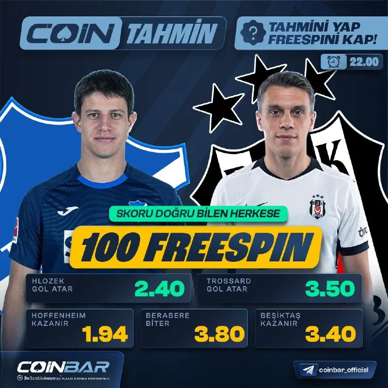 Coinbar Telegram: 🇹🇷 Temsilcimizin maçında Coinbarlılar da kazansın diye; ⚽️ Skoru doğru tahmin…