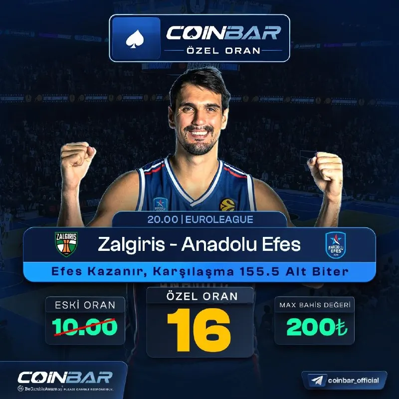Coinbar Telegram: 😀😃😄😁😆😅 🏀 Özel Oran: 16 / Max Bet: 200₺ 📲 Sms Güvenliği aktif üyelerimiz…