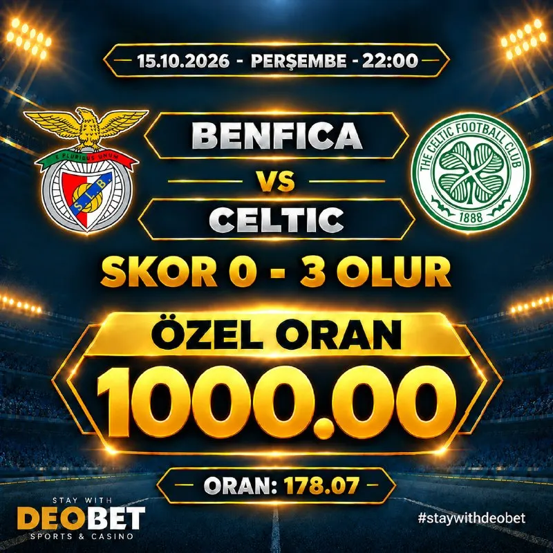 Deobet Telegram: ⭐️⭐️⭐️⭐️⭐️⭐️⭐️⭐️⭐️⭐️ ✅ BENFICA 👊 CELTIC ⚽️ Skor 0 - 3 Olur 🔥 ÖZEL ORAN…