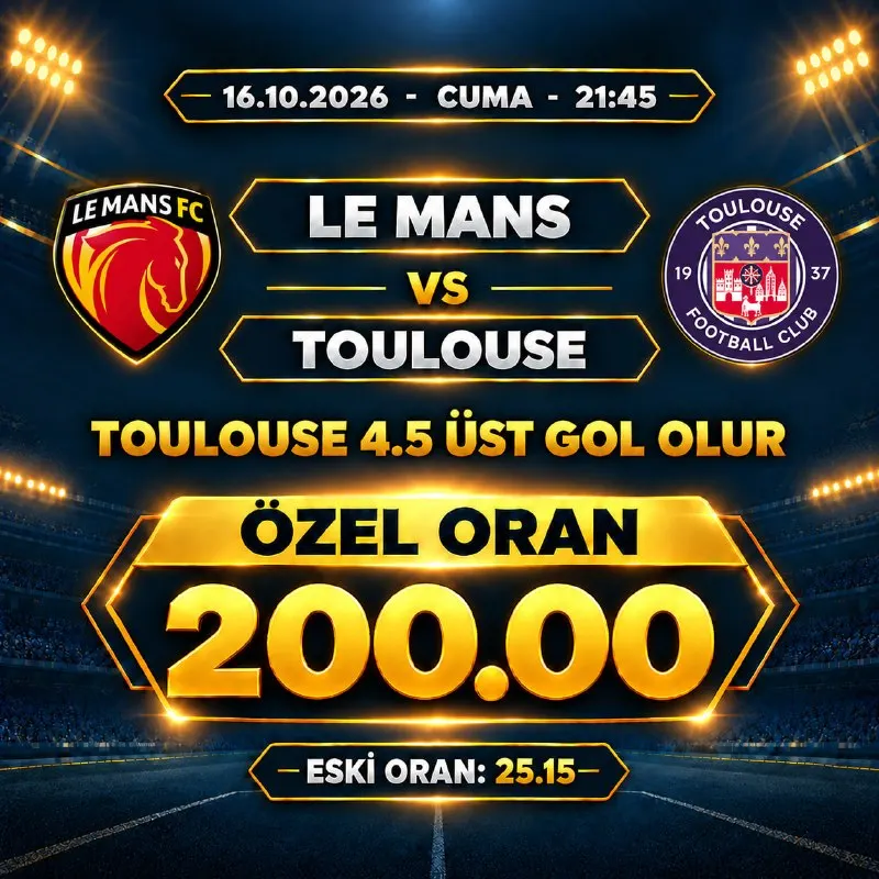 Deobet Telegram: ⭐️⭐️⭐️⭐️⭐️⭐️⭐️⭐️⭐️⭐️ ✅ LE MANS 👊 TOULOUSE ⚽️ Toulouse 4.5 Üst Gol Olur 🔥 ÖZEL…