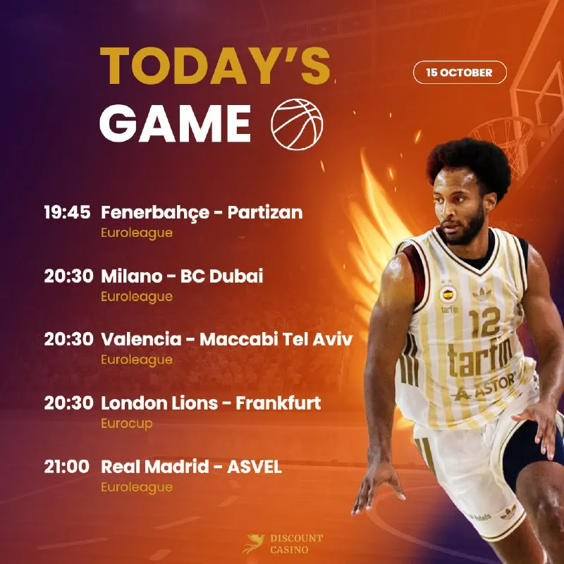 Discount Casino Telegram: 🏀 EuroLeague excitement continues with Fenerbahce vs Partizan, Real Madrid vs…