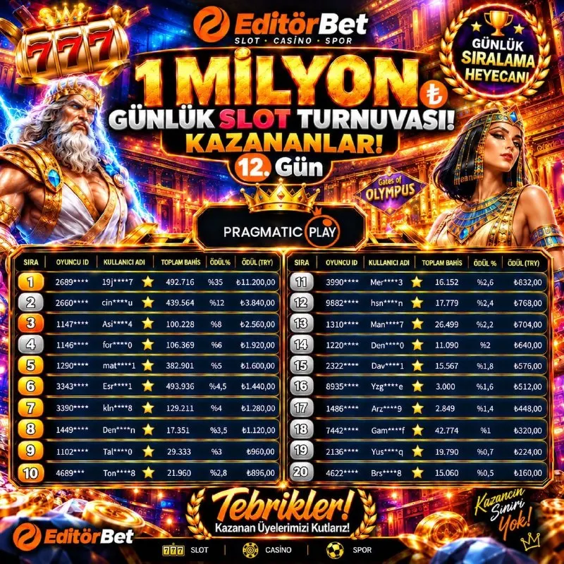Editörbet Telegram: 🥇GÜNLÜK 1.000.000 TL SLOT TURNUVASINDA ÖDÜL ZAMANI🥇 ❤️ GÜNÜN ZİRVESİNDE OLAN…