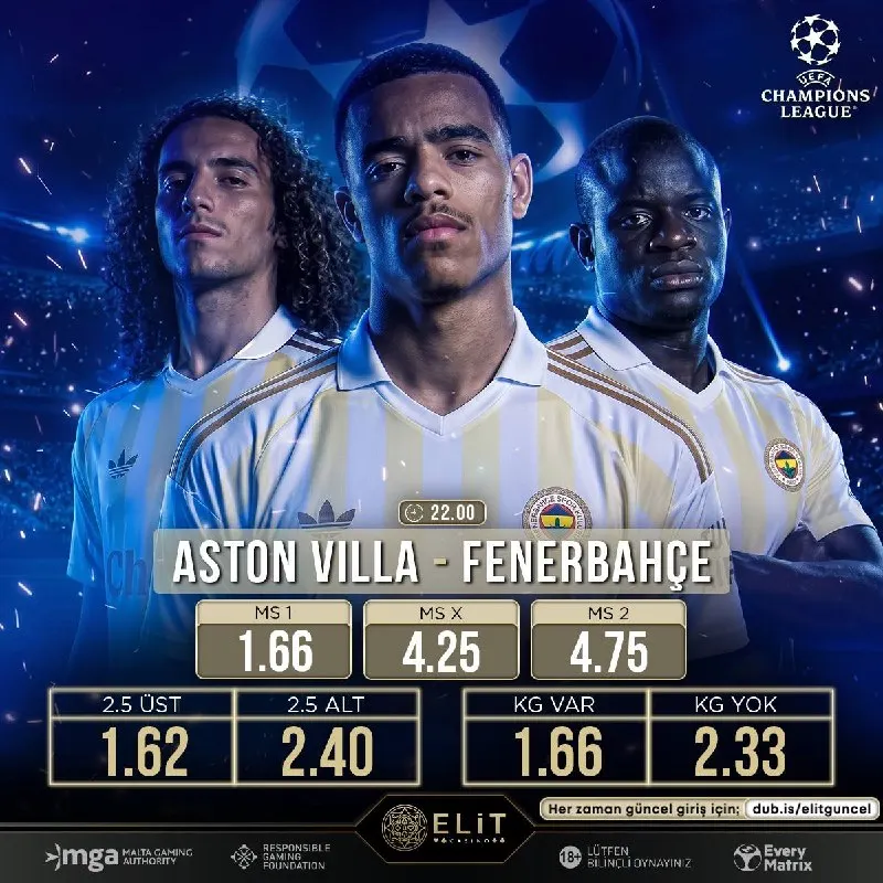ElitCasino Telegram: 🇬🇧 Aston Villa - Fenerbahçe 🇹🇷 🇪🇺 Avrupa’da devlerin gecesinde, sahne bu kez…