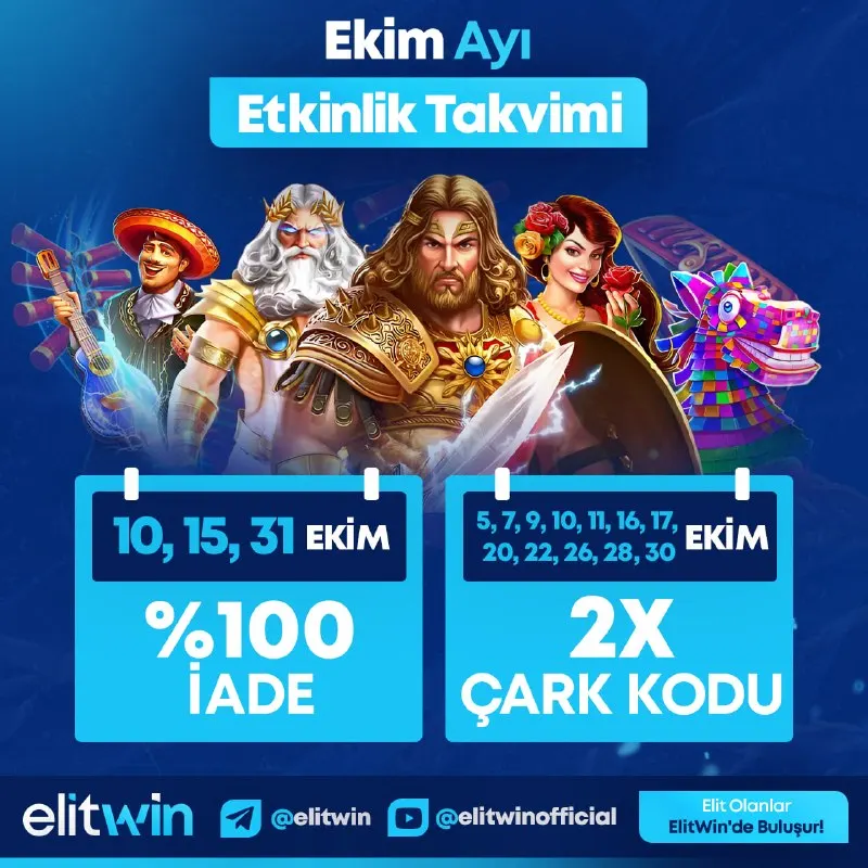 Elitwin Telegram: 📆Ekim Ayı Etkinlik Takvimi | ElitWin Özel 🎉 Ekim boyunca ElitWin’de fırsatlar…