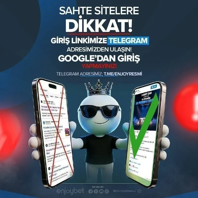 Enjoybet Telegram: SAHTE SİTELERE DİKKAT ! 🚨 ⚠️ Değerli Üyelerimiz, Google aramalarında üst…