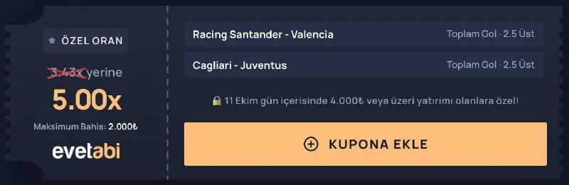 EvetAbi Telegram: 🥸 evetabi'den Özel Oran 👤 R. Santander - Valencia 👤 Toplam Gol • 2.5 Üst ⚽️…
