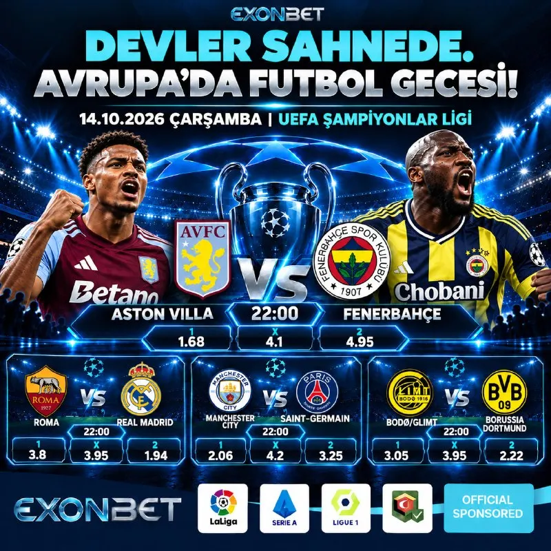 Exonbet Telegram: 🏆 DEVLER SAHNEDE, HEYECAN ZİRVEDE! ⚽️ ŞAMPİYONLAR LİGİ GECESİ ⚽️ Aston Villa –…