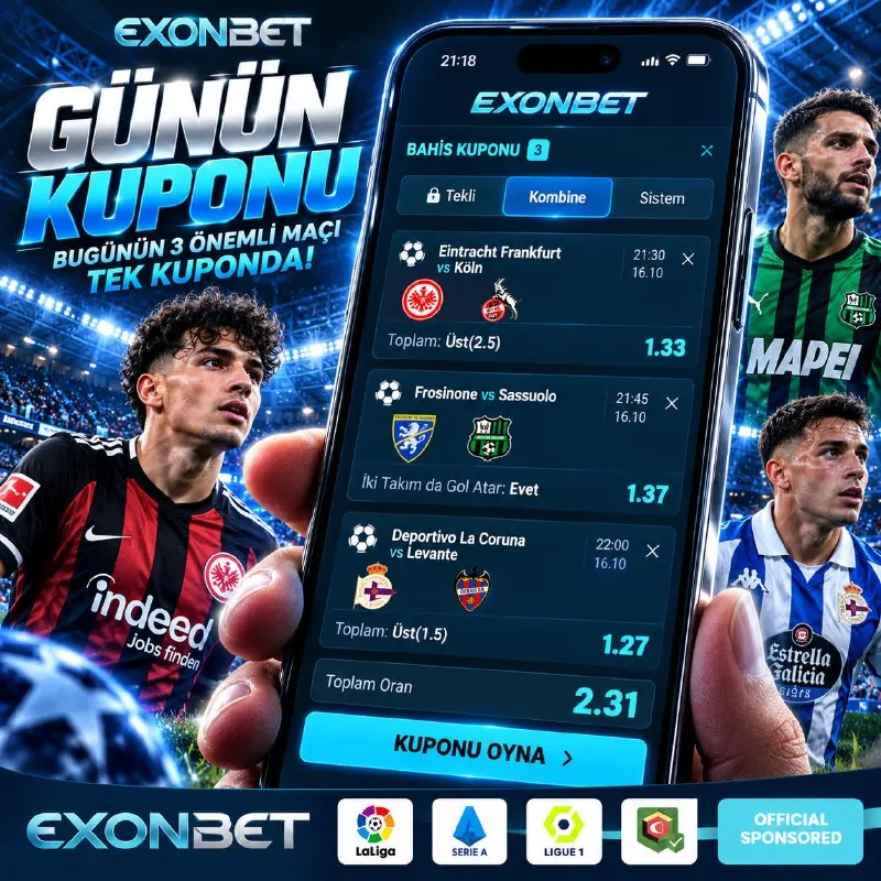 Exonbet Telegram: ⚡️ EXONBET |ADMİN GÜNÜN KUPONU 🏆 3 MAÇ, 3 SEÇİM, TEK KUPON! 📋 KUPON DETAYLARI 👇…